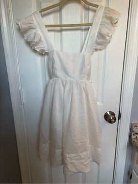 TALULAH White Ruffle Sleeve Square Neck Dress